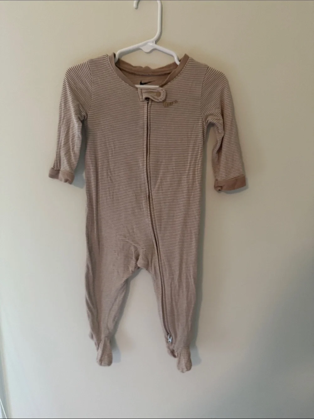 Nike Kids Beige Striped Zip-Front One-Piece